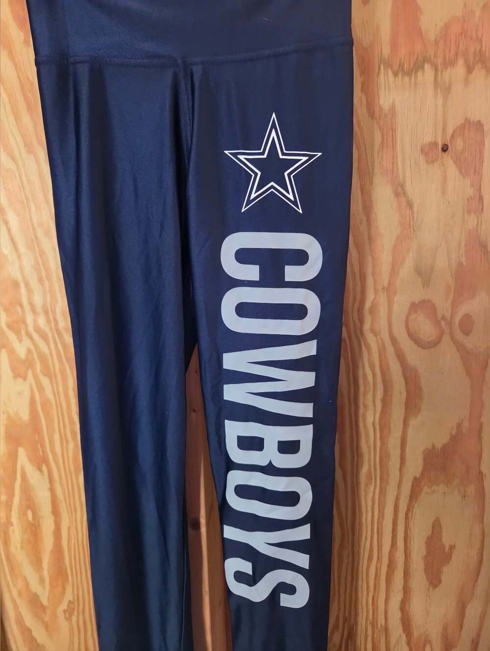 NFL Team Apparel Dallas Cowboys Shiny Navy Blue Graphic Athletic Leggings Size M